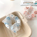 Pink and White Floral Scrunchie Hair Tie
