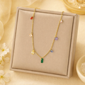 18k Gold coated Rainbow Charm Pendant chain