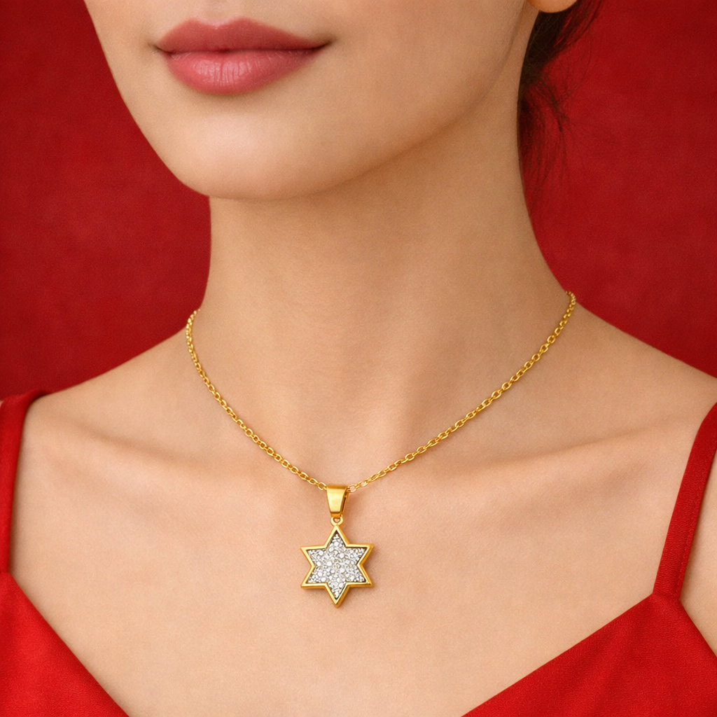 18K gold plated chain with zircon star pendant