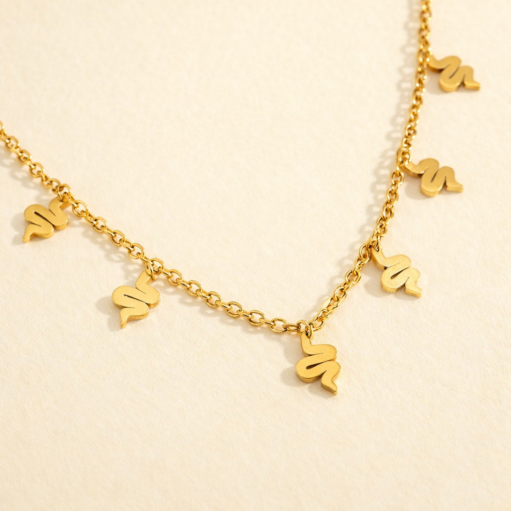 18K Gold Plated Chain with Snake shaped- charm