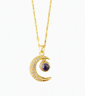 Gold-Tone Crescent Moon Pendant with clear Stone