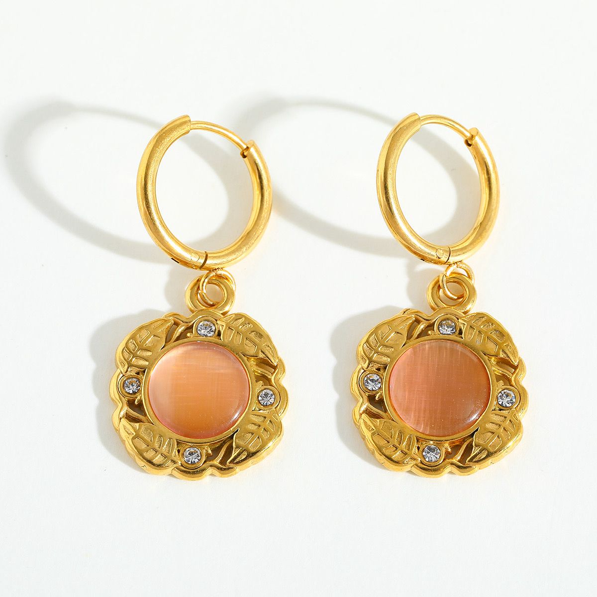 18K Gold Plated Peach Bloom Hoop Earrings