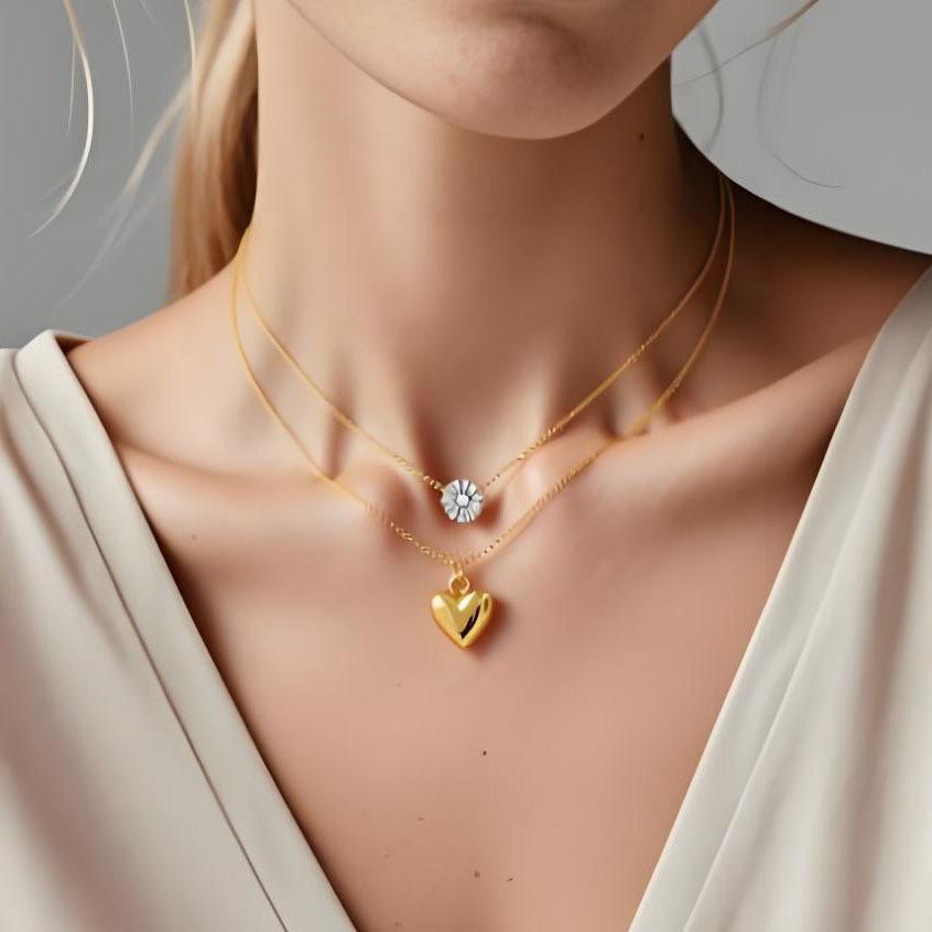 18K Gold Plated Layer Heart Chain