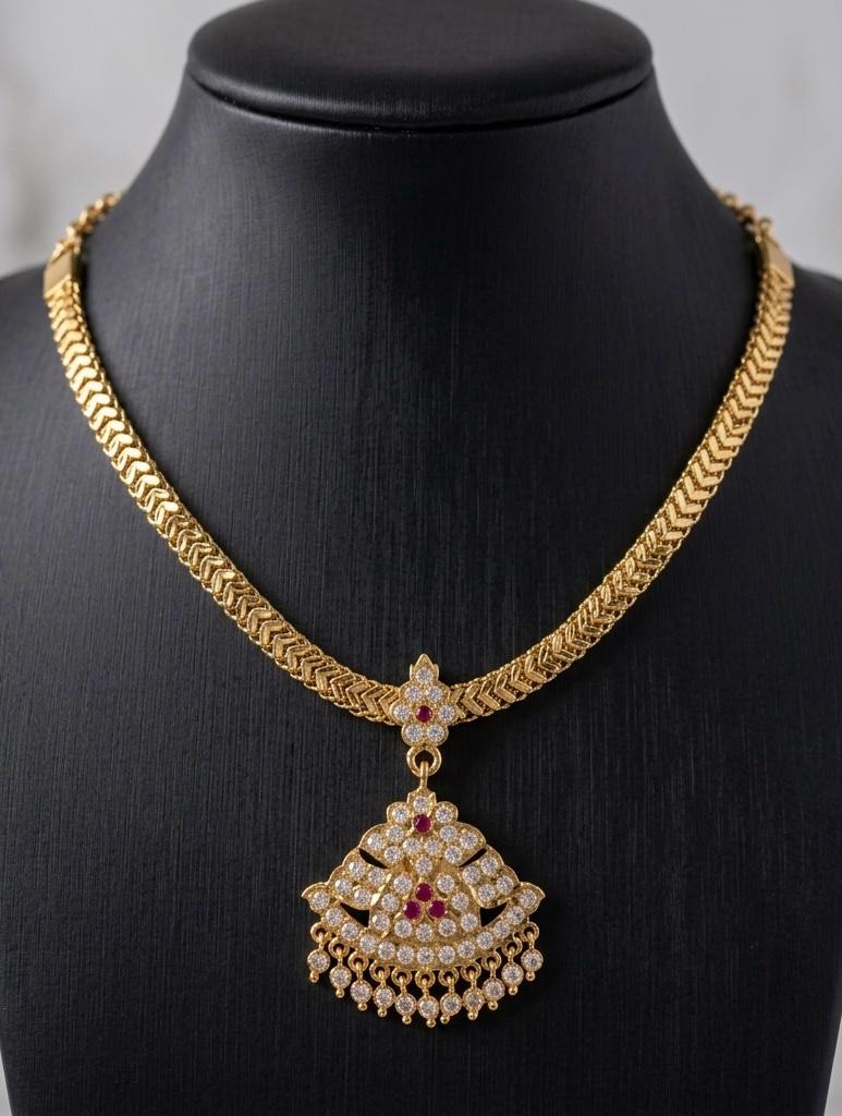 Polished Panchaloha  Ruby White Pendant  Choker Necklace