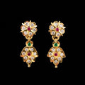 Impon Floral CZ Tulip Drop Earrings with Ruby & Emerald
