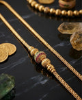 24 Inch Moppu Chain - Micro Gold Plated with Ruby & Emerald Ball