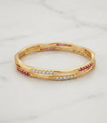 Gold Ruby & Diamond Crystal Bangle Set / 2.6
