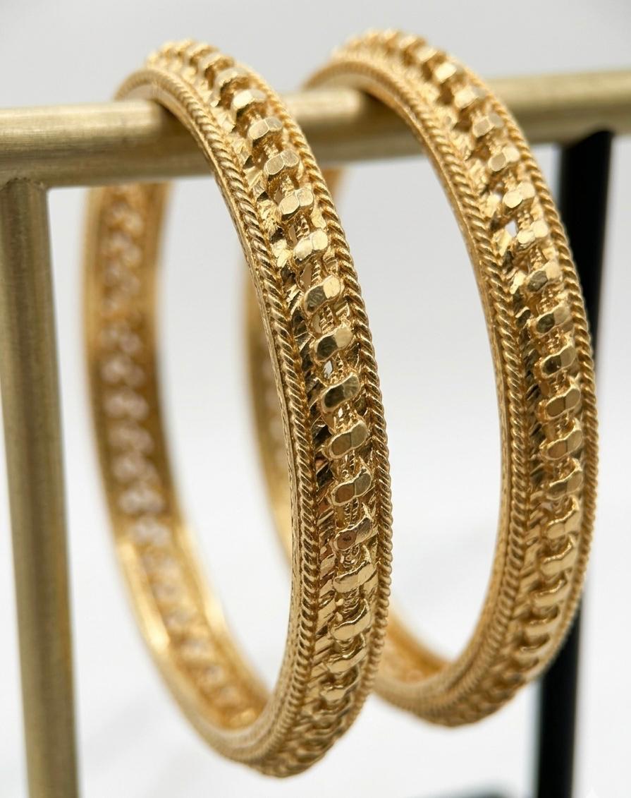 Gold Filigree Bangle Set - Micro Gold Plated