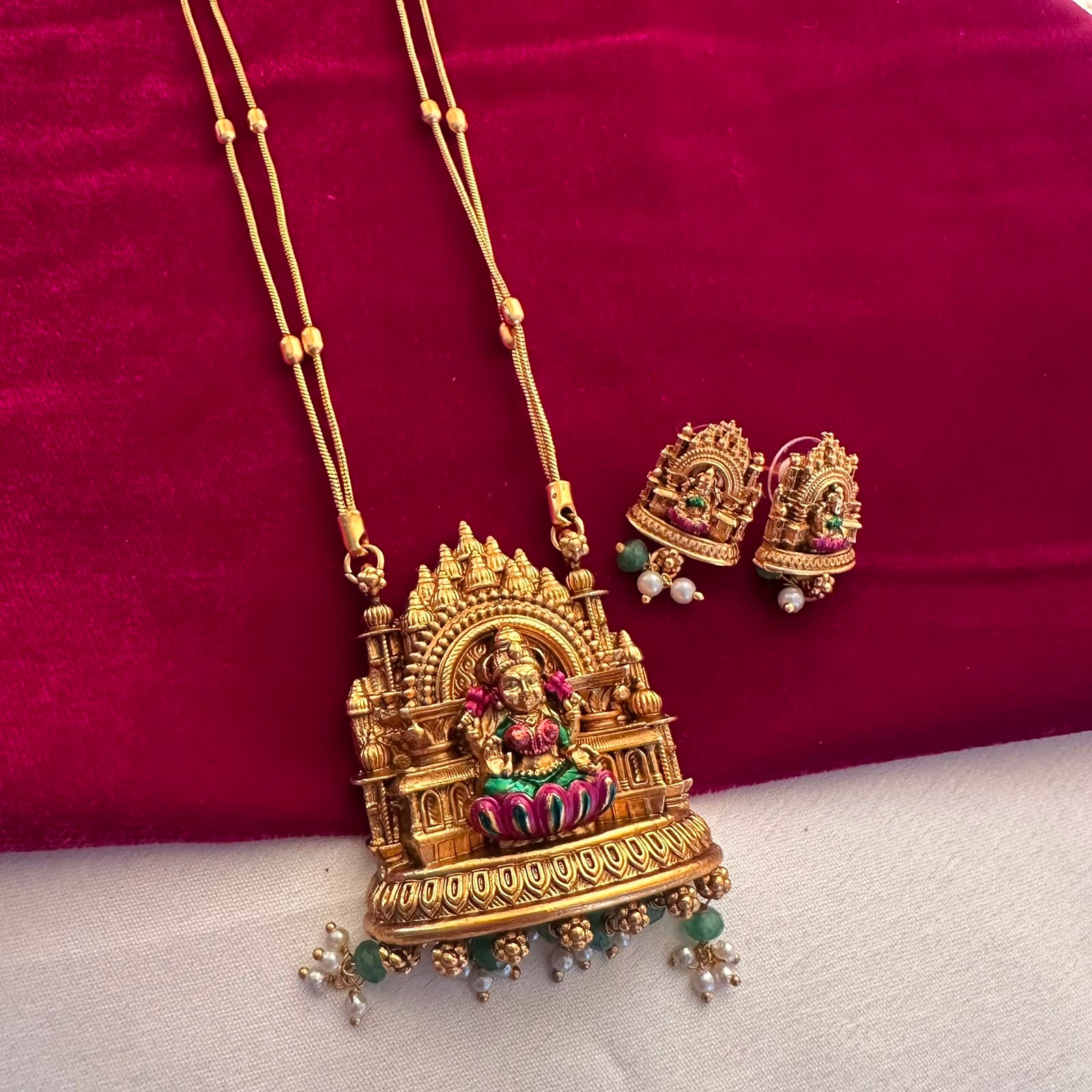 Lakshmi Temple Pendant Haram – Matte Finish