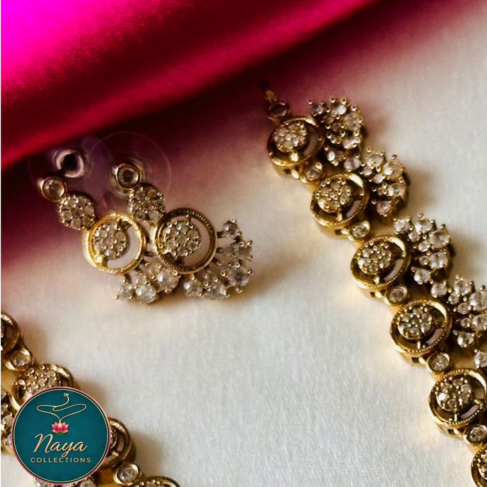 White Stone Haram set with Earrings