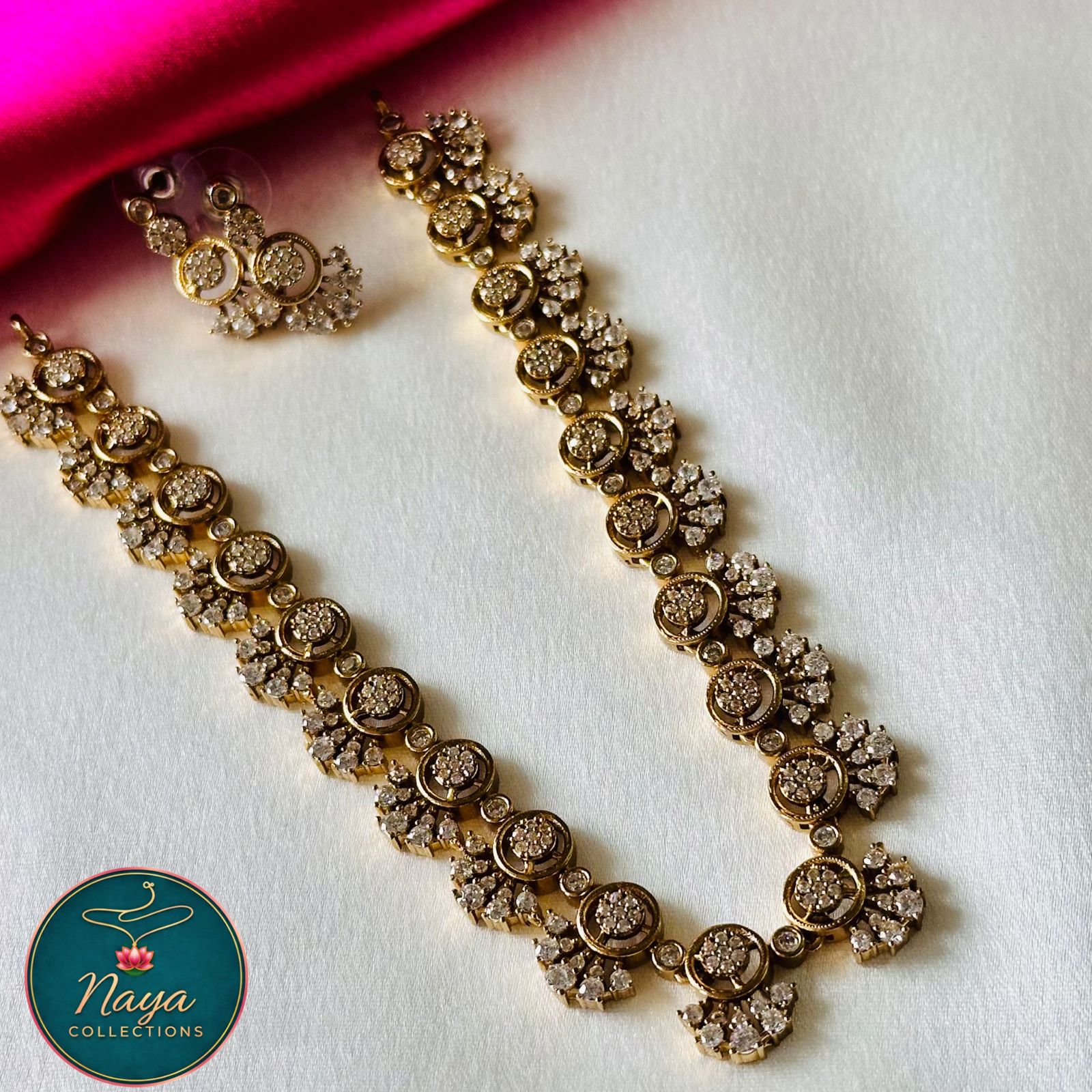White Stone Haram set with Earrings