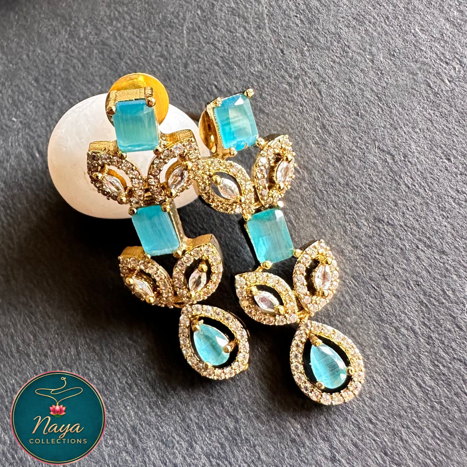 Sky Blue Stone Necklace set