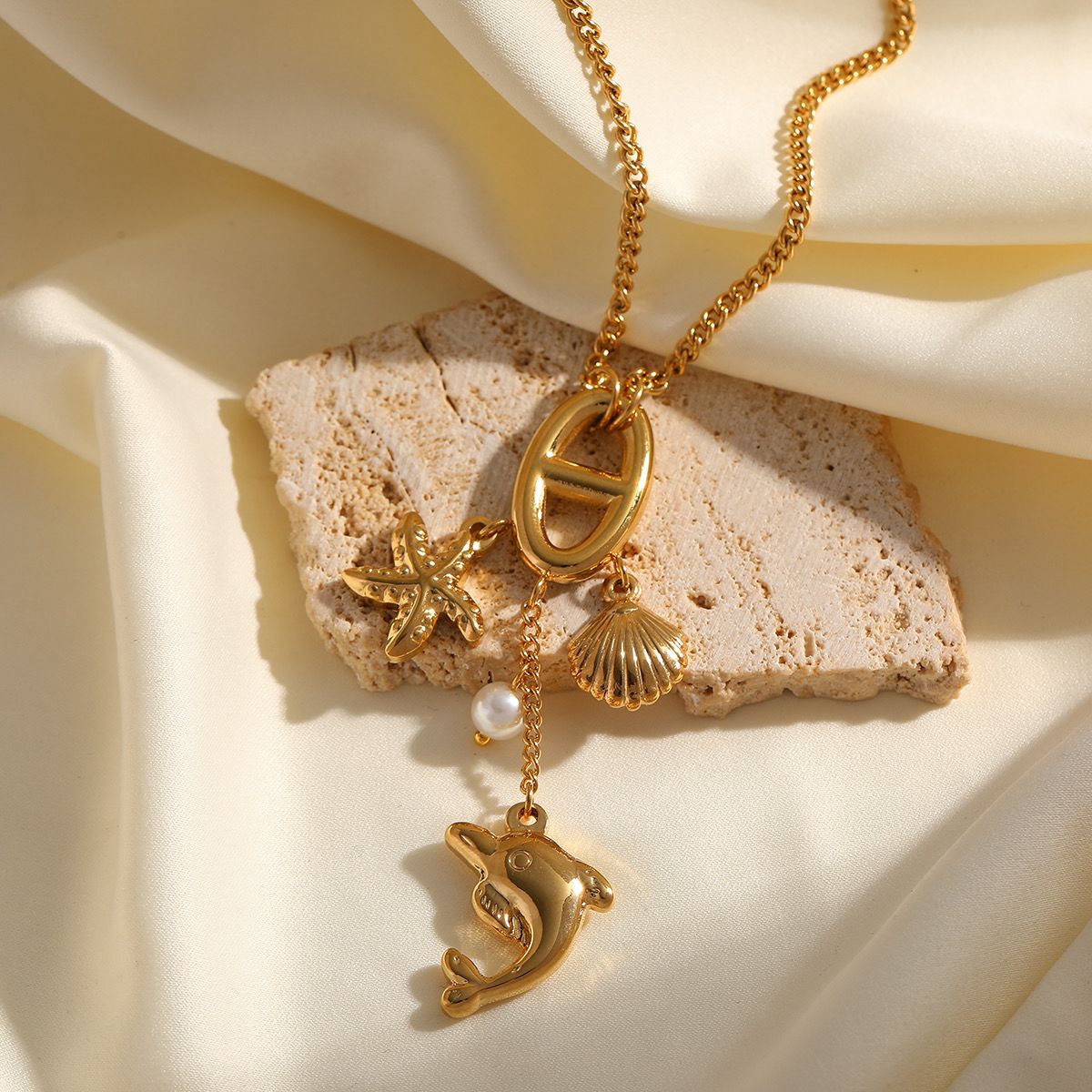 18K Gold Plated Marine Dreams Dolphin Chain