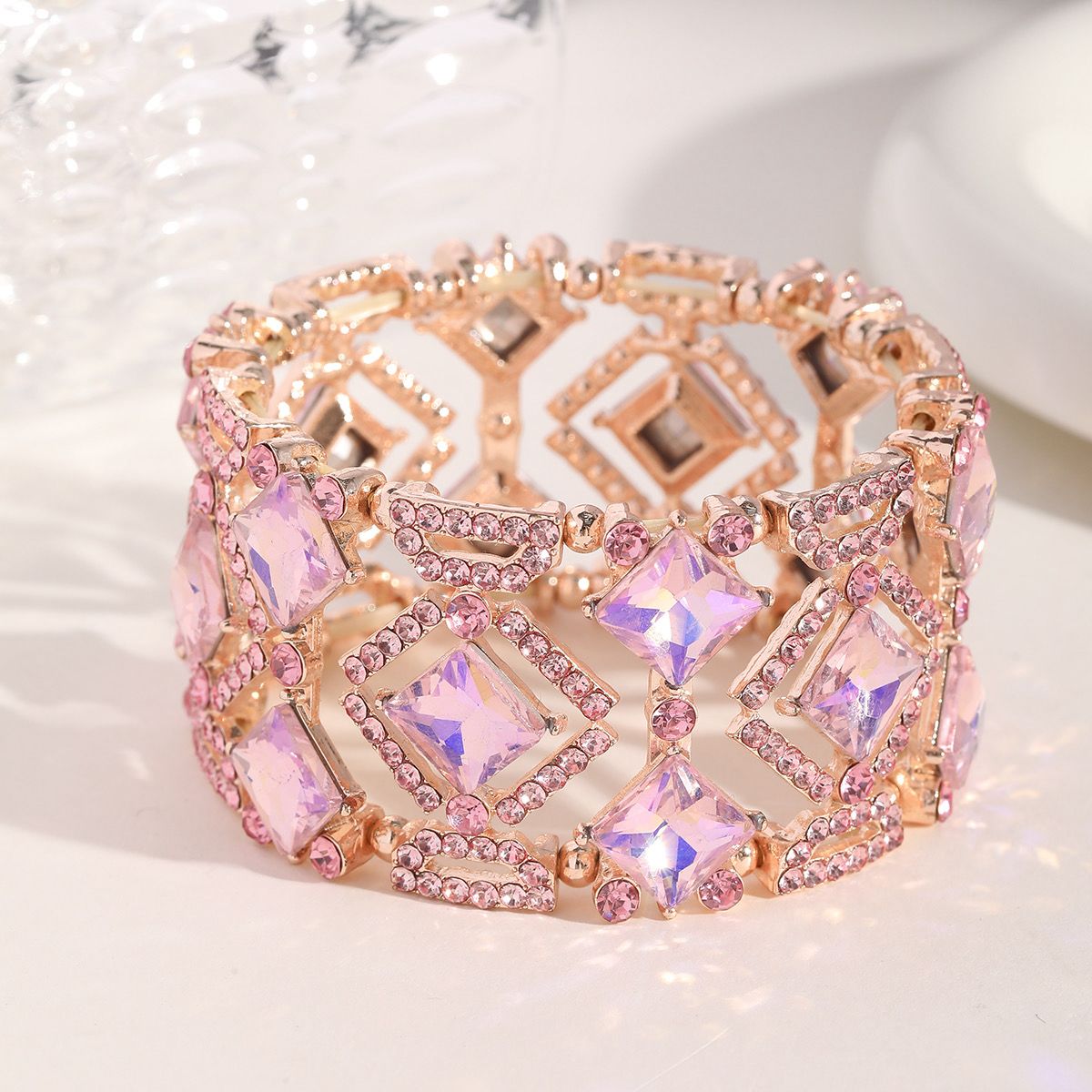 Rose Gold Aurora Crystal Stretch Bracelet