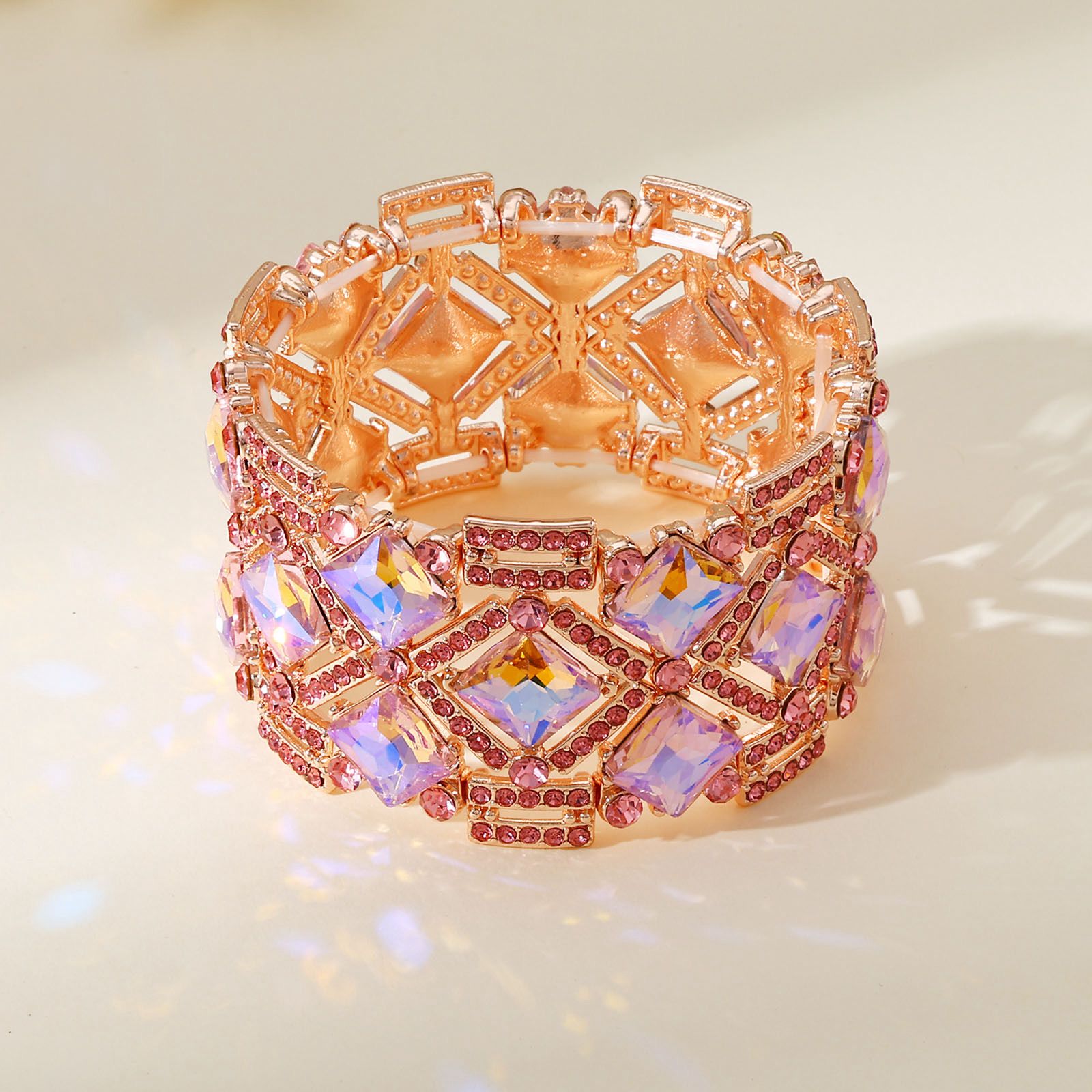 Rose Gold Aurora Crystal Stretch Bracelet