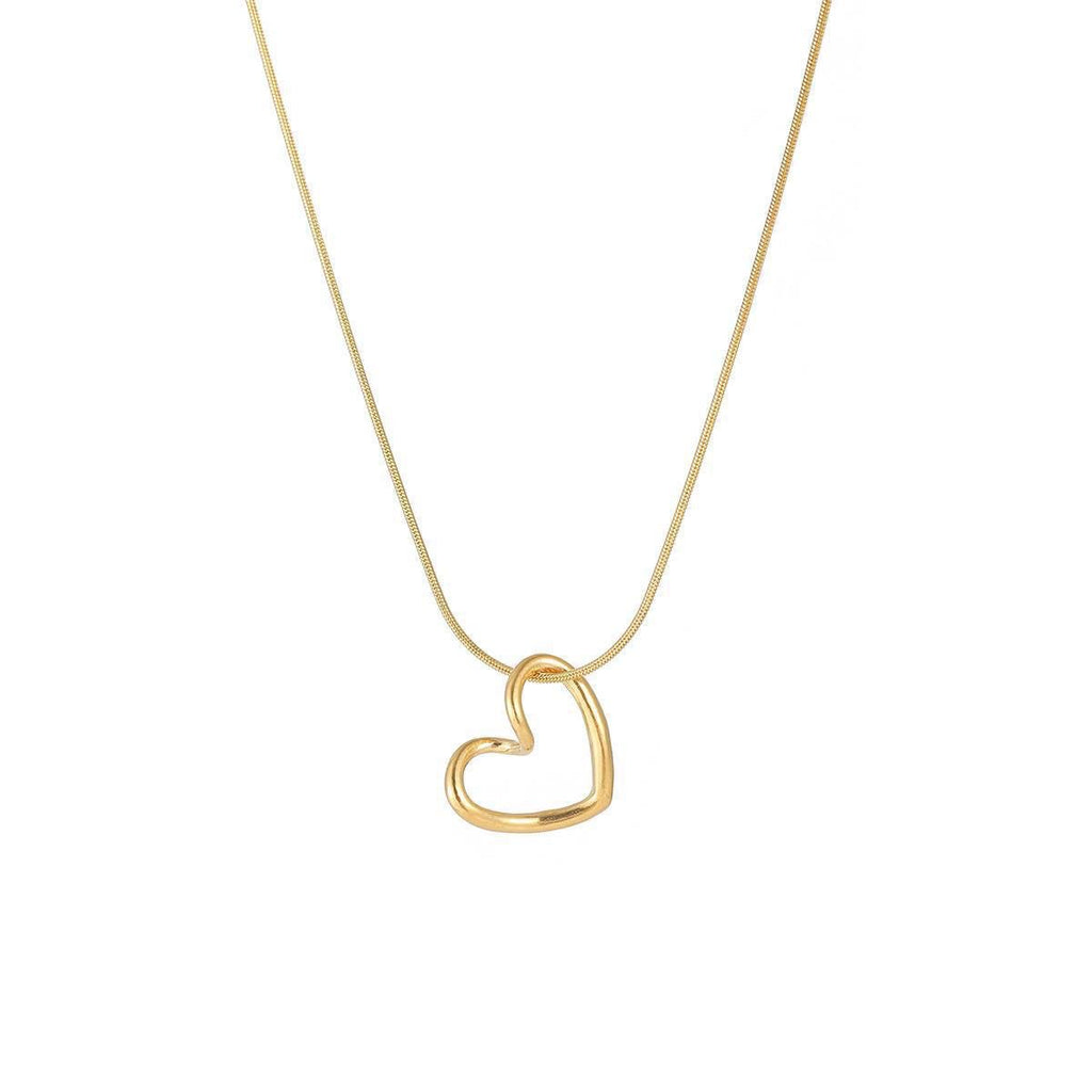 Gold Open Heart Pendant Necklace