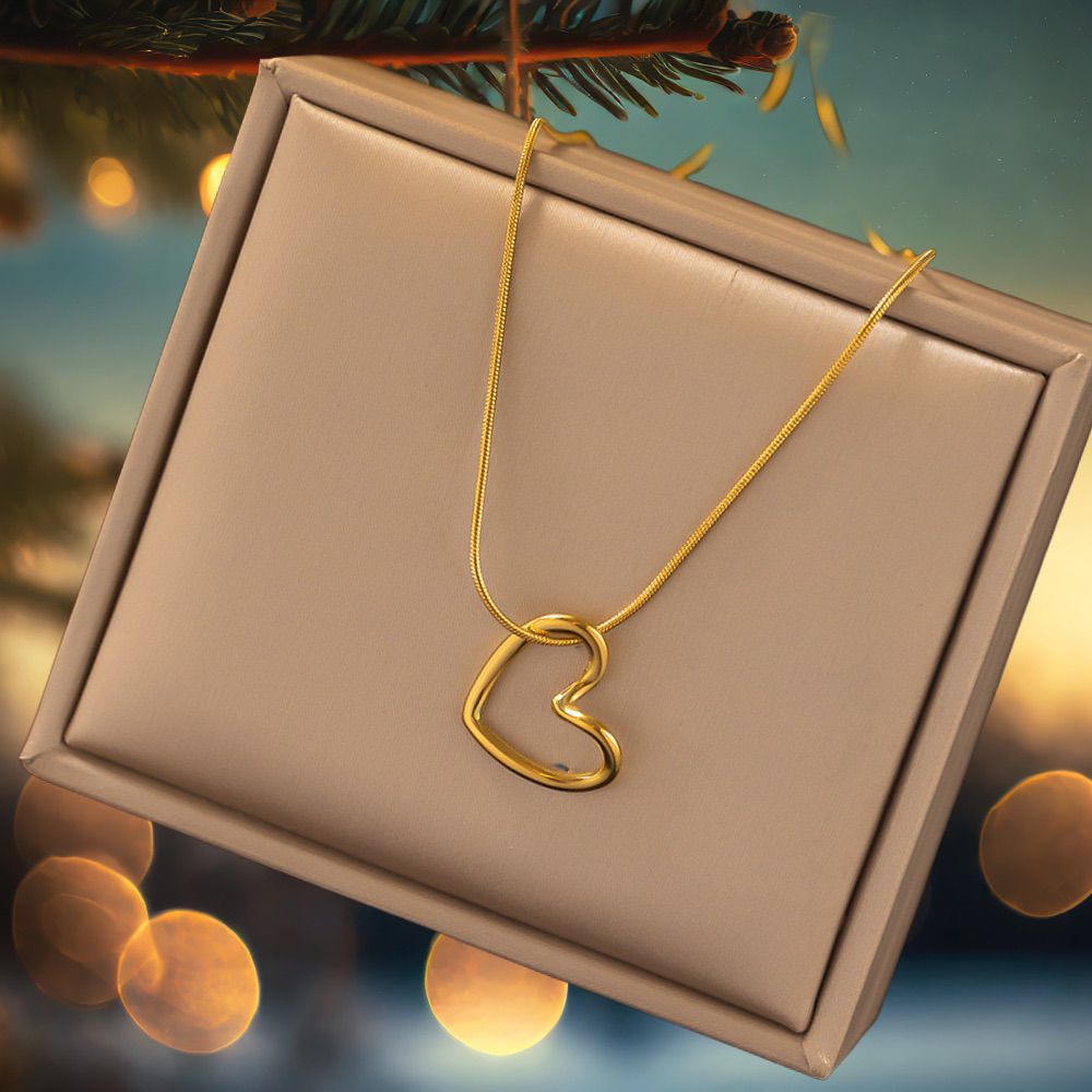 Gold Open Heart Pendant Necklace