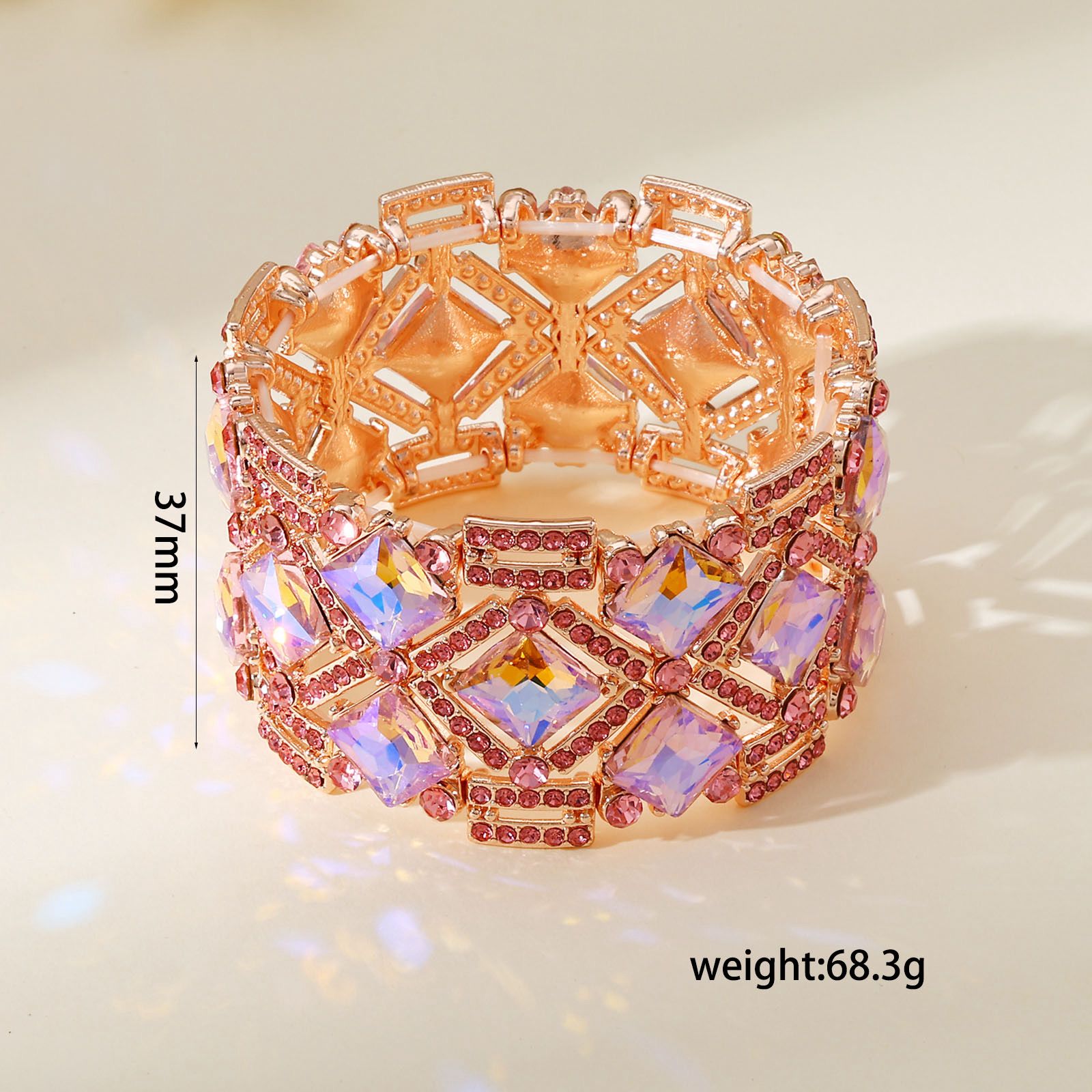 Rose Gold Aurora Crystal Stretch Bracelet