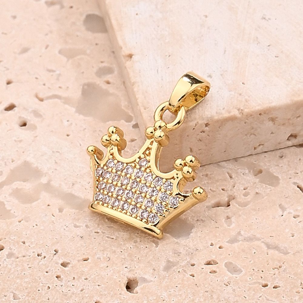 Gold Crystal Crown Pendant