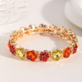 Gold Multicolour Floral Crystal Stretch Bracelet