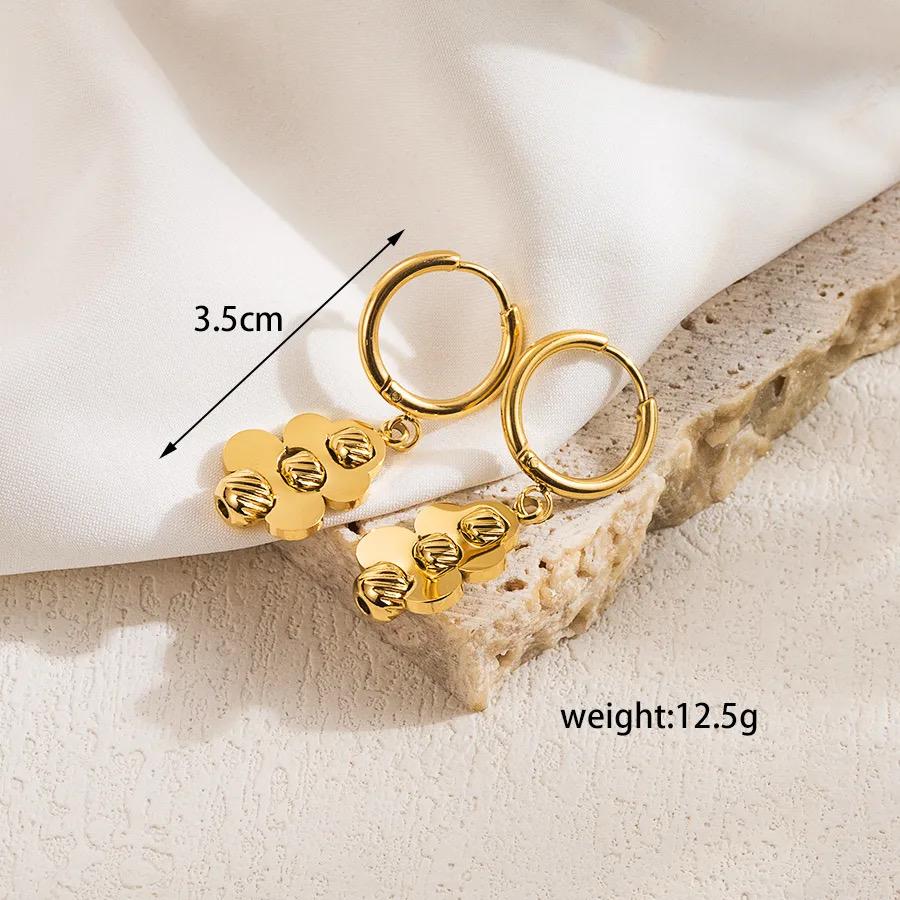 18K Gold Coated Floral Charm Hoop Earrings