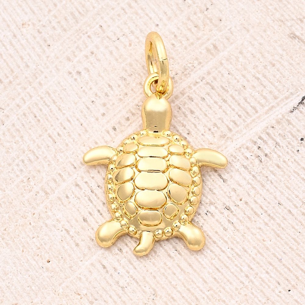 Gold Tortoise Charm Pendant
