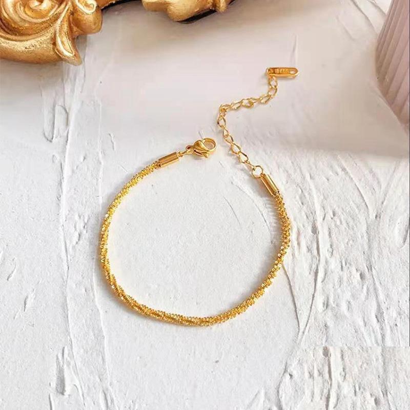 18k Gold Plated Double Layer Beaded Chain Anklet