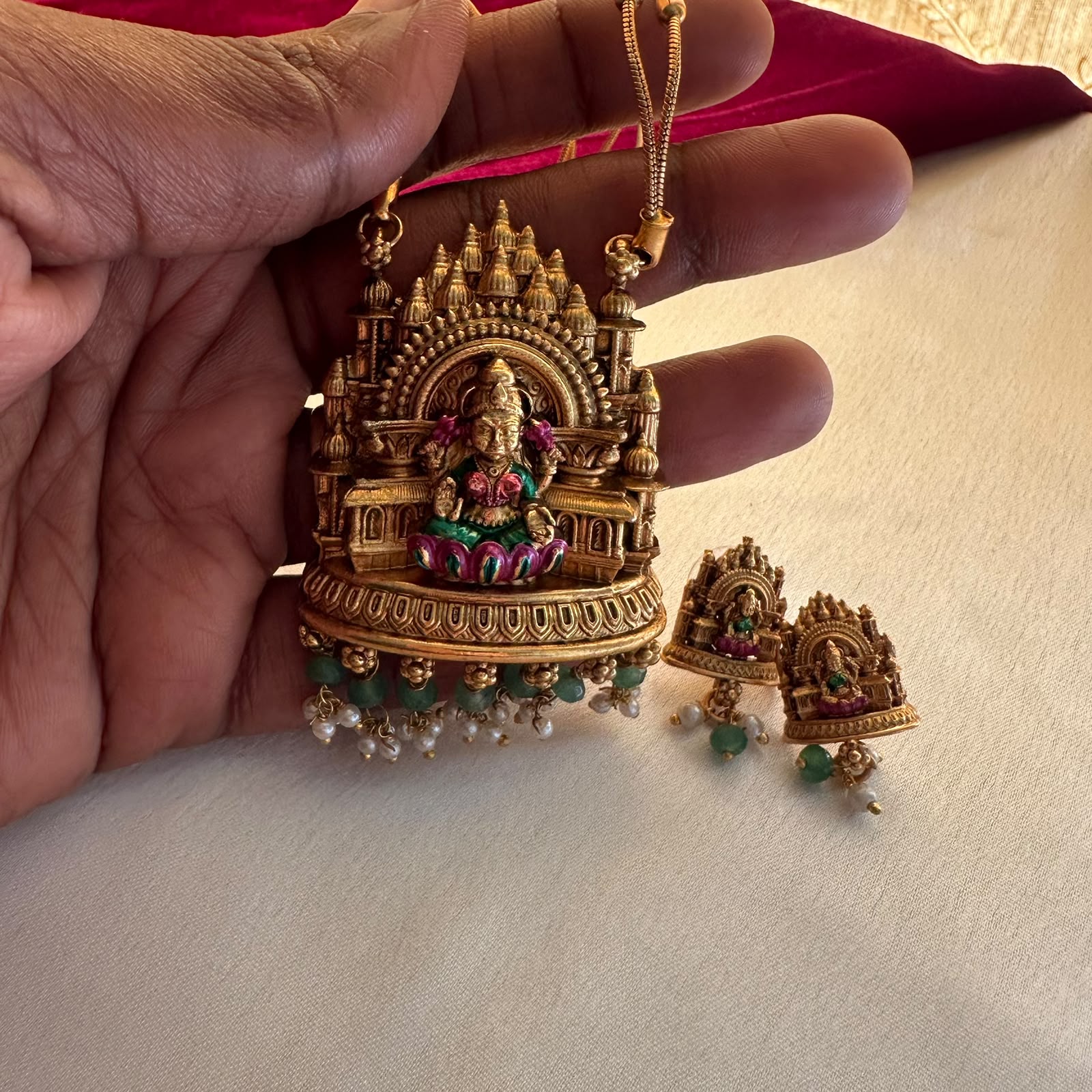 Lakshmi Temple Pendant Haram – Matte Finish