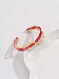18K Gold Plated Green Crossover Cuff Bracelet