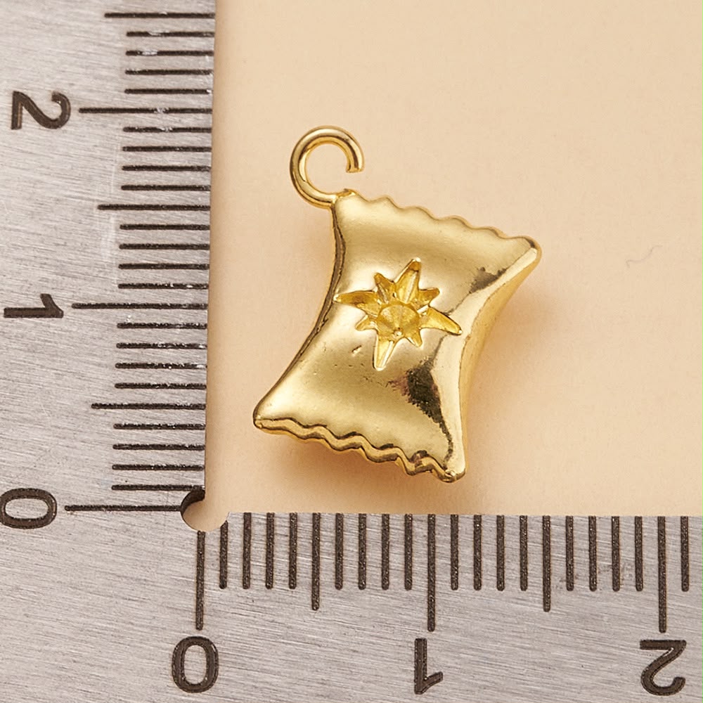 18K Gold Plated Sunburst Curved Square Charm Pendant