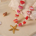 18K Gold Plated Spiral Shell Pink Beaded Necklace