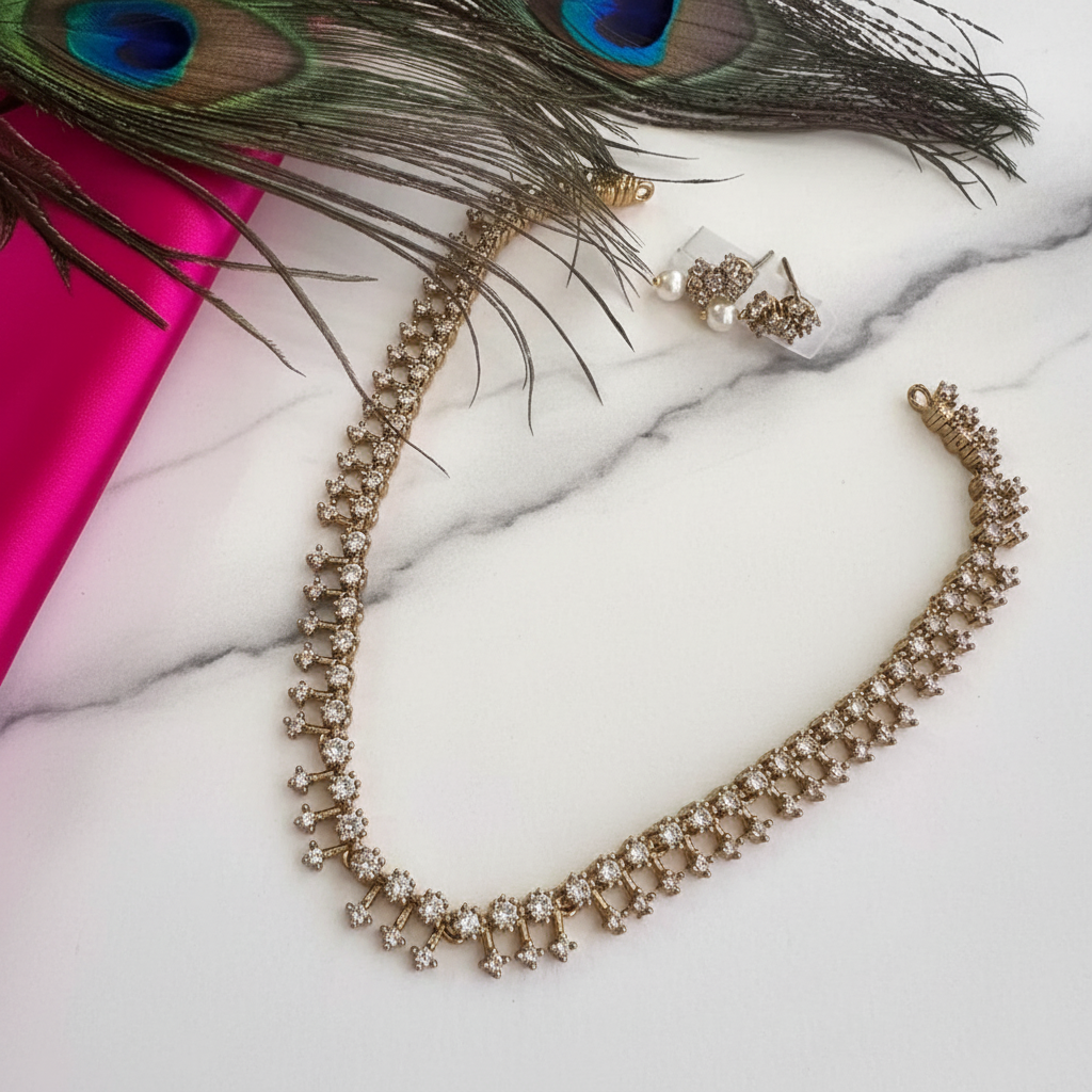 Celestial Sparkle AD Necklace & Earrings Set – Studio