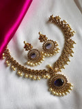 Elegant Gold-Tone Kundan Necklace Set with Pearl Drops
