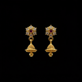 CZ Flower Jhumka earrings on pure black background