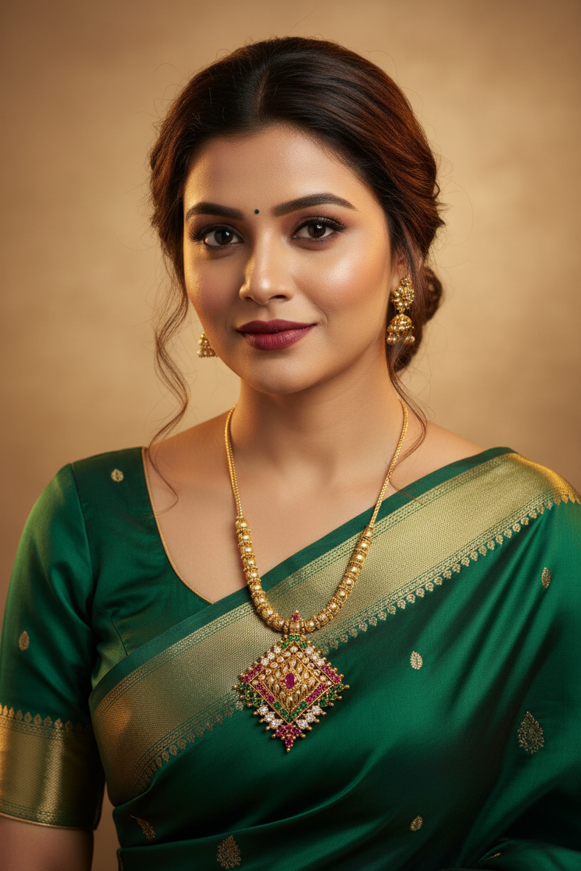 Girl Wearing Diamond Pendant Necklace