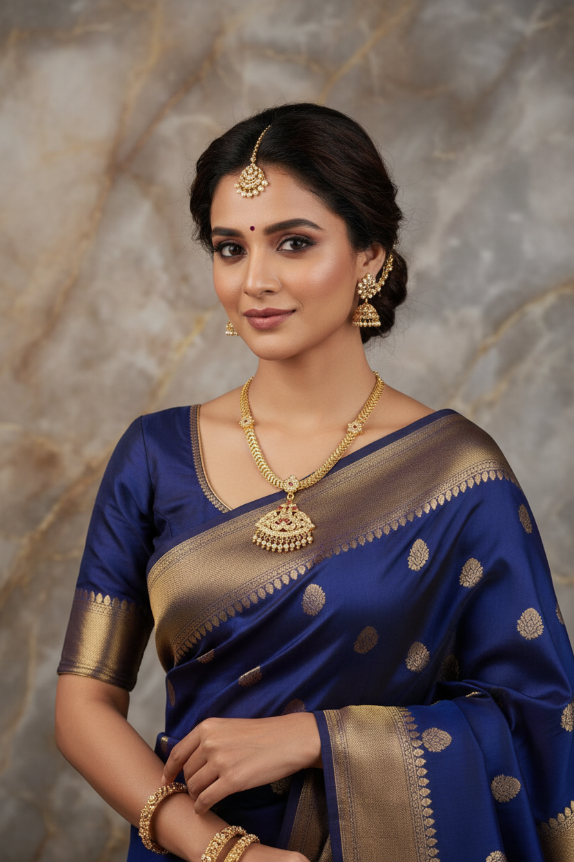 Girl Wearing Peacock Necklace