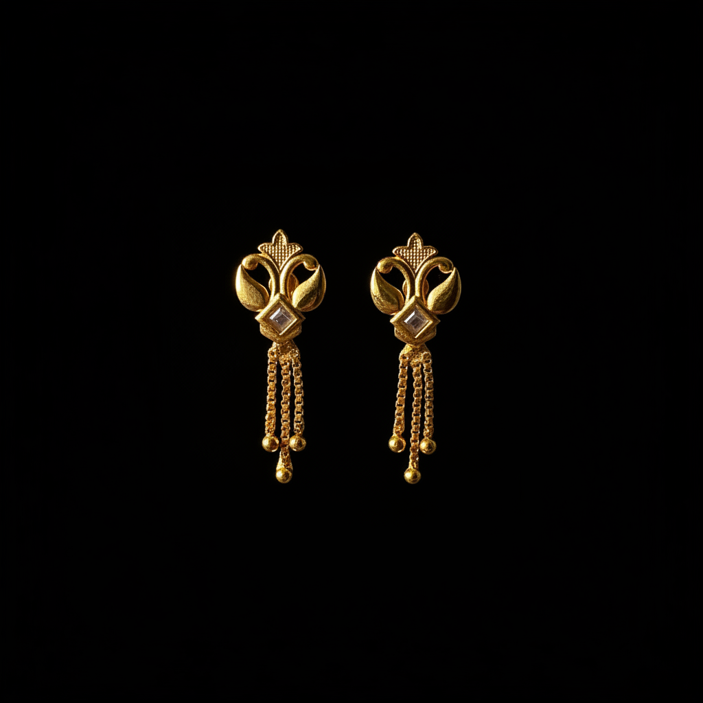 Gold Drop Earrings – Black Background