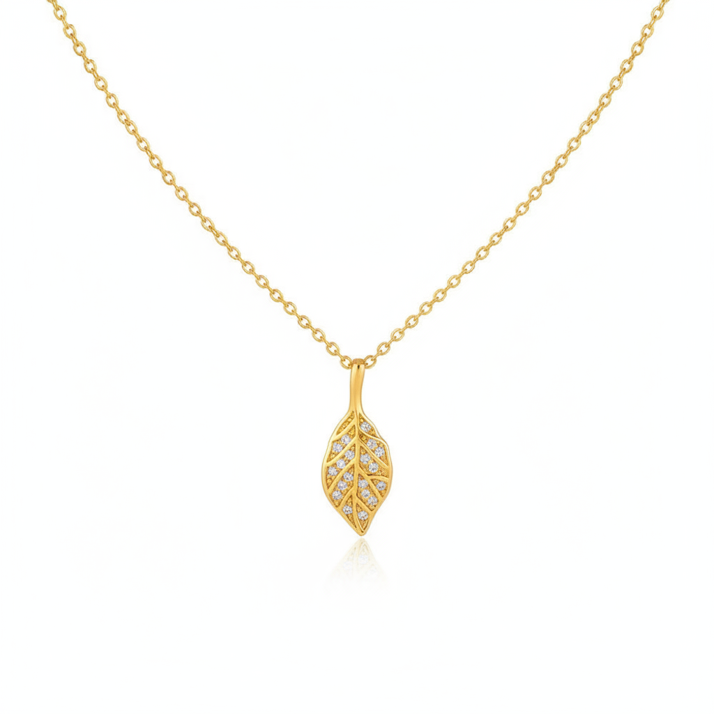 Gold Leaf Crystal Necklace Web Photo