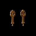 Gold Leaf Drop Earrings – Black Background