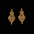 Heart Earrings with Black Background and Gold Highlight
