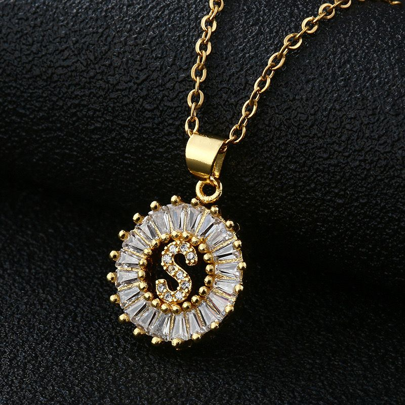 Anti Tarnish Initial Pendant with CZ Stones