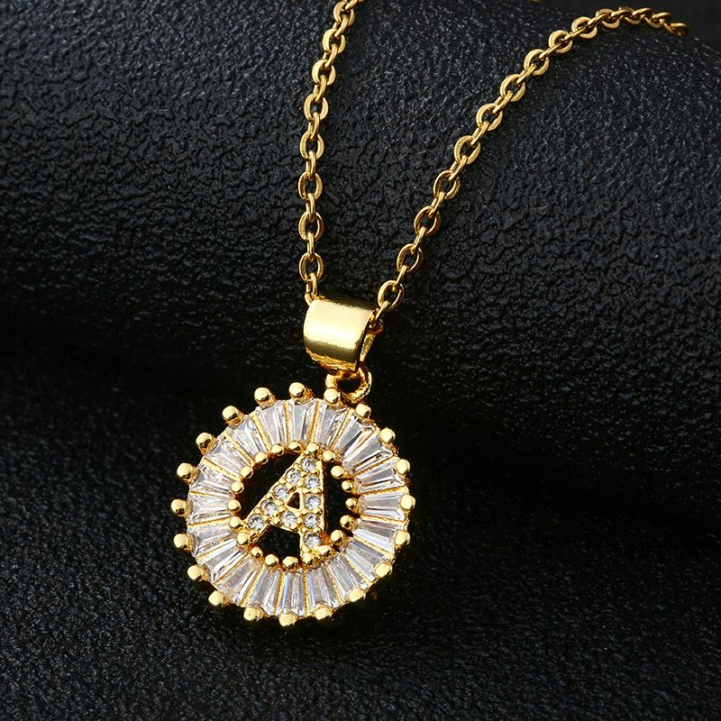 Anti Tarnish Initial Pendant with CZ Stones