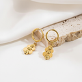 18K Gold Coated Floral Charm Hoop Earrings pair on white background