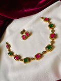 Elegant Multi-Gem Emerald Ruby Necklace