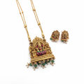 Lakshmi Temple Pendant Necklace Set - Website View