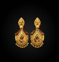 Gold Forming Kemp Meenakari Teardrop Chandbali Earrings | Screw Back | Bridal