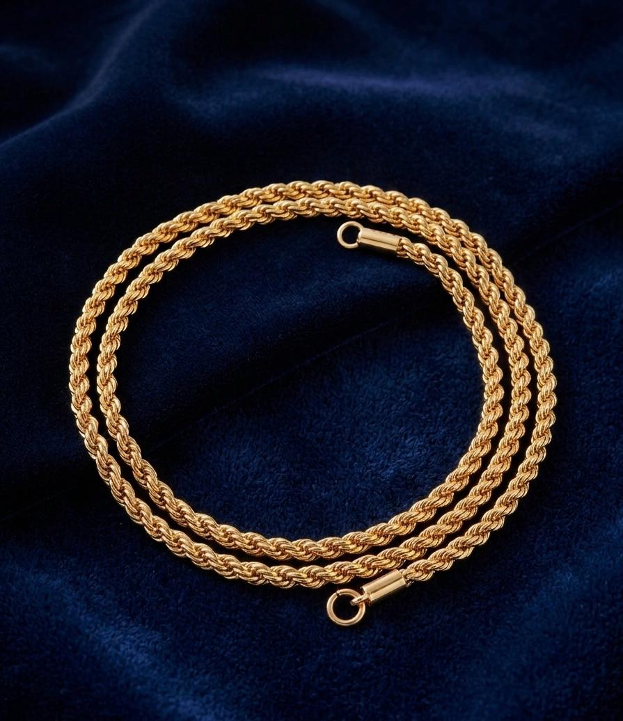24 Inch Rope Chain - Micro Gold Plated