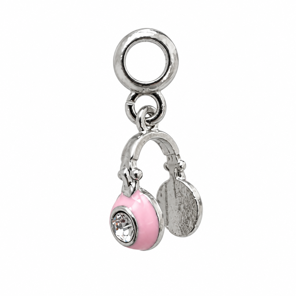 Silver-Coated Pink Headphone Charm Pendant