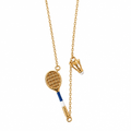 18K Gold Plated Badminton Racket and Shuttlecock Charm Chain