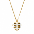18K Gold Plated White-Grid Heart Pendant Chain